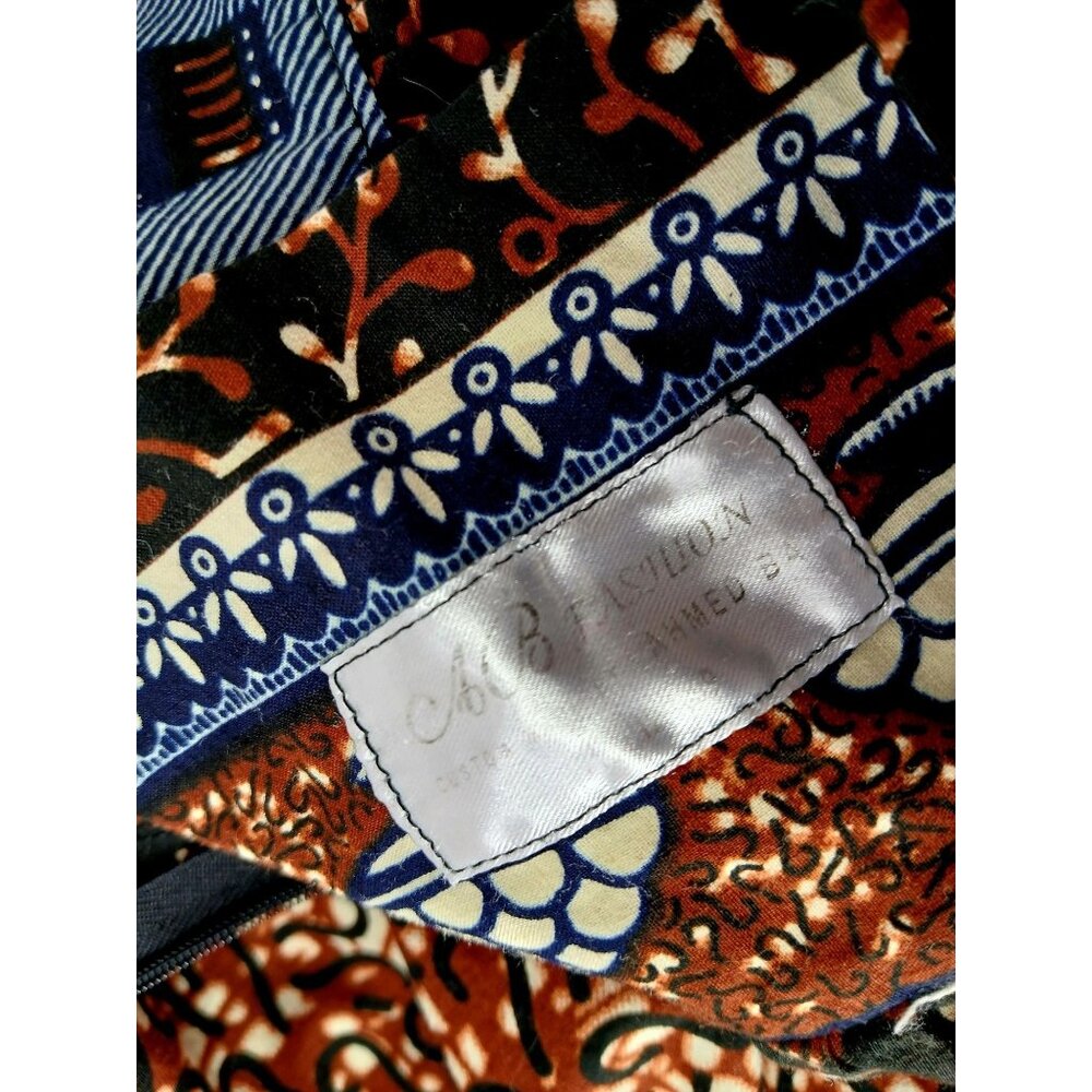 AB Fashions Womens Long Skirt Ankara Size XL Cotton Brown Blue High Waist 38" - Picture 9 of 9